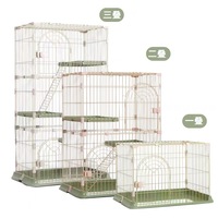 Kinghotpet — cage à chat en métal 84x61x110cm, maison à 2 niveaux, nid d'intérieur et d'extérieur, grand espace, pour le domicile et le corps des chats