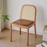 Chaise de salle à manger nordique moderne avec structure en bois massif, coussin en lin et éponge, dossier en bois d'hévéa de qualité FAS, pour salon et parc