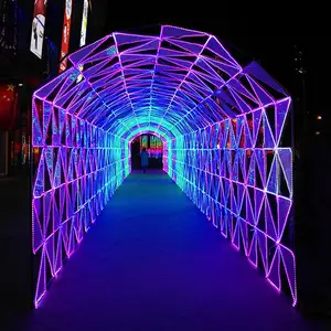 Custom Outdoor Time Tunnel Music Festival Smart Event Decoration Lights Rgb Led Intelligent Geometric Arch Landscape Lights