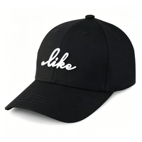 Cappellino da Baseball Personalizzato con Logo 3D in Rilievo, in Cotone Nero, Visiera Curva Regolabile, per Uomo e Donna, Uso Casual e Outdoor
