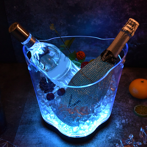 Bán Buôn Biểu Tượng Tùy Chỉnh Thanh Rượu Vang Và Bia Mát Chất Lượng Tốt Nhất Rõ Ràng Nhựa Ban Đêm Đảng Câu Lạc Bộ PS LED <span class=keywords><strong>Ice</strong></span> Xô - Product Image 1