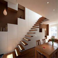 Ace Finement Traité Invisible En Acier Stringer Flottant Escalier Caché Escaliers En Cantilever Marches En Bois Escalier Flottant