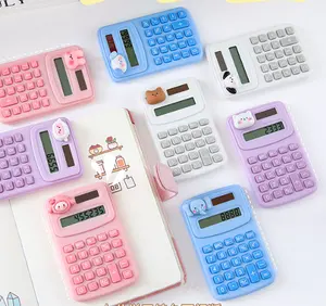 Mini calculadora portátil de dígitos para estudiantes con botones de presión de silicona, calculadoras de dibujos animados, suministros escolares de oficina, papelería