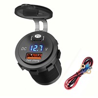 Chargeur de voiture intelligent à affichage LED 12V-30V QC3.0+PD Type-C - Adaptateur de charge rapide double port pour véhicules 12V/24V