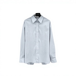 เสื้อเชิ้ตผู้หญิงสีฟ้าอ่อน ผ้าฝ้ายยืด แต่งลายปัก แขนยาว สไตล์ลำลอง วินเทจ ความยาวปานกลาง ทรงหลวม สไตล์คนเมือง สดใส ติดกระดุม สำหรับฤดูร้อน - Product Image 2