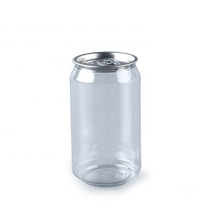 Plastic Pop Can 330ml 500ml 650ml Transparent PET Beverage Can with Open and Drink Lid