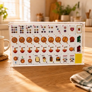Ensemble de Mahjong Américain de Luxe Jaune Rose Gourmet, 160 Tuiles, Acrylique Gravé 4 Couches, Complet avec Étui, Personnalisable OEM - Product Image 1