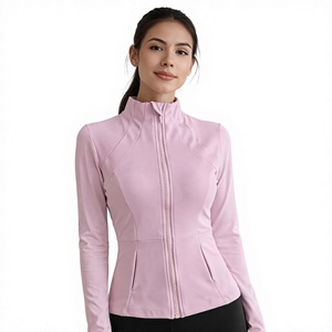 Yoga Jacket Women <b>Zip</b> <b>up</b> Fitness Jacket Regular Fit Workout Top Long Sleeve Running Gym Activewear Athletic Seamless 240g - Product Image 1