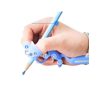 Anti-Snagging <b>Bowl</b> Corrector Pen Grip Posture Aid For Kids Ages 4-10 <b>Blue</b> Pink Food Grade Silicone Writing Aid Grip - Product Image 1