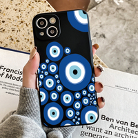 Coque de téléphone antichoc en TPU noir œil porte-bonheur de luxe pour iPhone 14 Pro Max 8Plus 17
