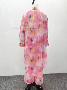 Women's Plus Size Loose Print Long Cardigan Shirt Casual Wide Leg <b>Pants</b> African Style Light Luxury 2-Piece Set Fashion - Product Image 6