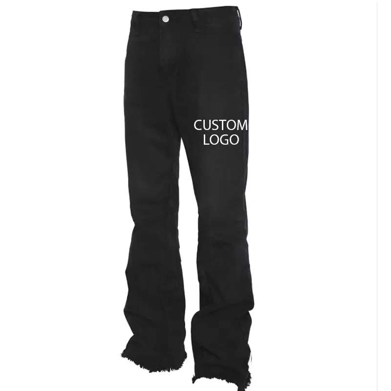 custom men denim flare Trousers High Quality Men Sportswear stacked jeans pant