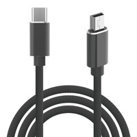 Kabel Pengisian Daya & Transfer Data Tipe-C ke Mini USB 5P Konduktor Tembaga Berlapis Kain Tenun untuk Hard Disk Kamera MP4