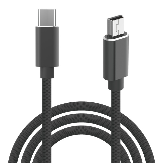 Type-C to Mini USB Charging & Data Transfer Cable 5P Cloth Woven Tinned Copper Conductor for Hard Disk Camera MP4