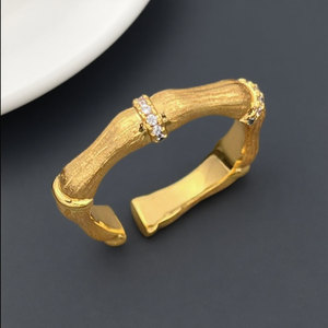 Chinese Style Bamboo Joint Open <b>Ring</b> <b>Silver</b> Micro Pave Zircon <b>Adjustable</b> For Women Index Finger - Product Image 4