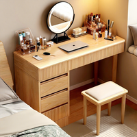 Table basse moderne en bois de 120 cm avec tiroirs et miroir éclairé, construction durable et écologique pour chambre à coucher et salon de beauté ChuanJing