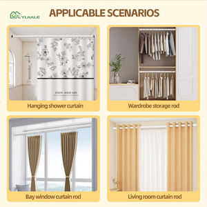 <span class=keywords><strong>Tringle</strong></span> à rideau et poteau en acier robuste anti-rouille YIJIALE, design pliable en métal <span class=keywords><strong>sans</strong></span> perçage, extensible de 2,6 à 3,1 m - Product Image 5