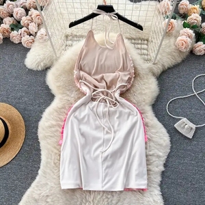 Mini robe moulante de soirée pour femmes élégantes personnalisées Mini robe sans manches à sequins et licou sans bretelles Y2K naturel écologique - Product Image 6