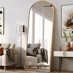 Espejo <span class=keywords><strong>de</strong></span> Cuerpo Entero <span class=keywords><strong>de</strong></span> Piso Grande y Largo Personalizado <span class=keywords><strong>de</strong></span> Fábrica con Marco <span class=keywords><strong>de</strong></span> Aluminio y Metal en Negro y Dorado, Moderno, <span class=keywords><strong>de</strong></span> <span class=keywords><strong>Pared</strong></span> y Arqueado - Product Image 2