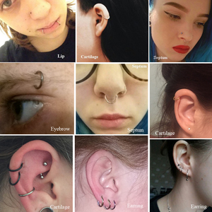 10 pcs/lot titane articulé Segment nez anneaux mamelon Clicker oreille Cartilage Tragus hélice lèvre Piercing pour unisexe bijoux 16G & 14G - Product Image 3