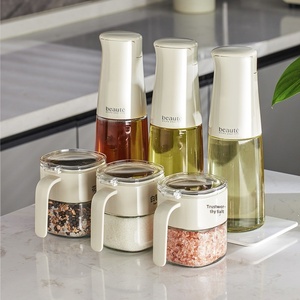 Light Luxury Glass Seasoning <b>Jar</b> Combination Set with Cover Modern Simplicity Design Sealed Kitchen Storage for Salt & MSG - Product Image 2