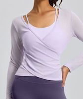 Cardigan de yoga pour femme - Ensemble 2 pièces léger et transparent en maille respirante infroissable Spandex/Polyester à devant ouvert