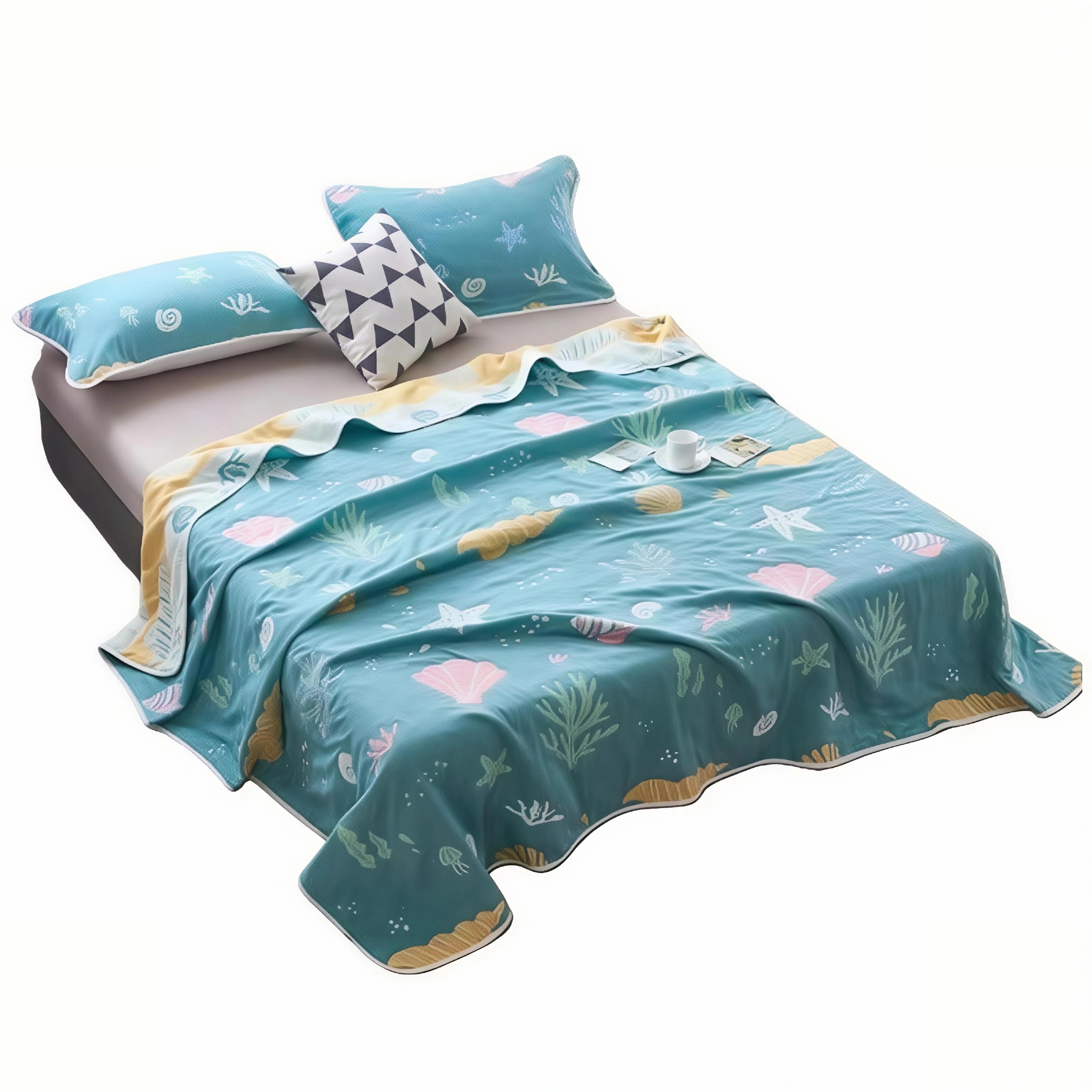 ORANGLES 100% Cotton 6-Layer Gauze Towel Blanket – Ultra-Breathable Soft Baby Blanket & Multi-Purpose Home Towel - high resolution display - Image 2 of 4 | perfect for office | California | Free Shipping ORANGLES