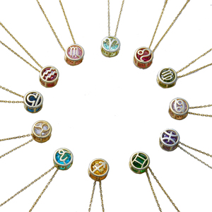 Colgante de constelación ahuecado colgante de circón collar de signo del zodiaco chapado en oro real para mujeres y niñas - Product Image 1