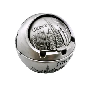 Custom Dubai Tourist Souvenir Metal Ashtray Country Tourism Souvenir Windproof Ashtray with Lids