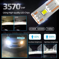 CAR-REFINE Q7 Q5 H7 Faros Delanteros LED 30000Lm 260W H11 H7 H4 H1 9005 Bombillas LED para Coche Fiat 6000k Color
