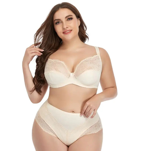 Ensemble de lingerie sexy pour femmes, <span class=keywords><strong>soutien</strong></span>-<span class=keywords><strong>gorge</strong></span> à armatures <span class=keywords><strong>ultra</strong></span>-fin et culotte de bikini, dentelle sans couture, séchage rapide, grande taille - Product Image 1