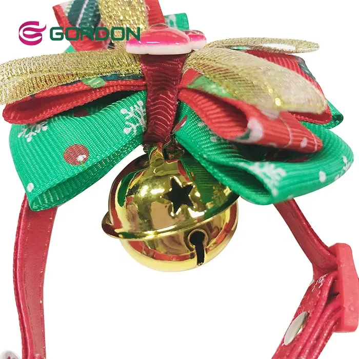 Gordon Fitas Natal Dog Collar Elastic Ribbon Bow Com Snowflake Padrão Verde E Vermelho Para Pet Dog Acessórios