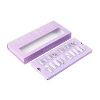 Boîte de rangement pour ongles press-on transparente de luxe personnalisée avec matériaux recyclés, design portable avec paillettes et bronzage