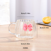 Tasse à café/eau en verre transparent, résistante à la chaleur, en forme de citrouille, avec nœud décoratif, pour la maison