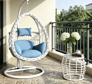 Chaise suspendue en rotin tressé, simple ou <span class=keywords><strong>double</strong></span>, pour jardin, terrasse, mobilier d'extérieur, balançoire de loisirs – Vente chaude directe usine - Product Image 4