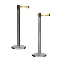 Ceinture de contrôle de foule de sécurité, support de queue de poste, barrière de contrôle de ligne, argent brossé