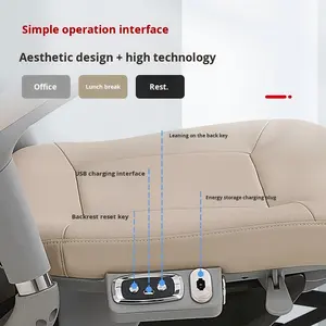 Chaise de bureau en cuir véritable électrique, dossier ergonomique, inclinable, design de luxe léger, base à cinq étoiles, roulettes - Product Image 6