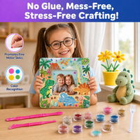 Kit d'artisanat dinosaure fait main, ensemble de décoration de cadre photo pour enfants, loisirs créatifs, gemmes, garçons de 4 à 8 ans, fête dinosaure, fabricant en gros