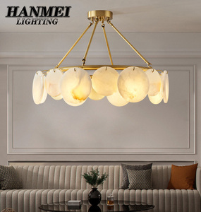 Lámpara de Techo Moderna Ajustable de Latón y Mármol con Base para Bombilla LED AC E14 HM-ZZ-8290, Lámpara Colgante Moderna para Dormitorio - Product Image 2