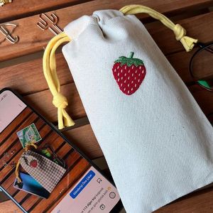 Wholesale Promotional Custom Natural Cotton <b>Drawstring</b> Bag Cute Pattern Canvas Cotton <b>Drawstring</b> <b>Pouch</b> With Logo Printing - Product Image 1