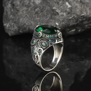 Anillos <span class=keywords><strong>de</strong></span> Piedras Preciosas <span class=keywords><strong>de</strong></span> Circonio Ovalados Vintage en Verde/Negro/Rojo <span class=keywords><strong>de</strong></span> ZhuQian, Anillos <span class=keywords><strong>de</strong></span> Estilo Punk para Hombre, Joyería Clásica Turca - Product Image 2