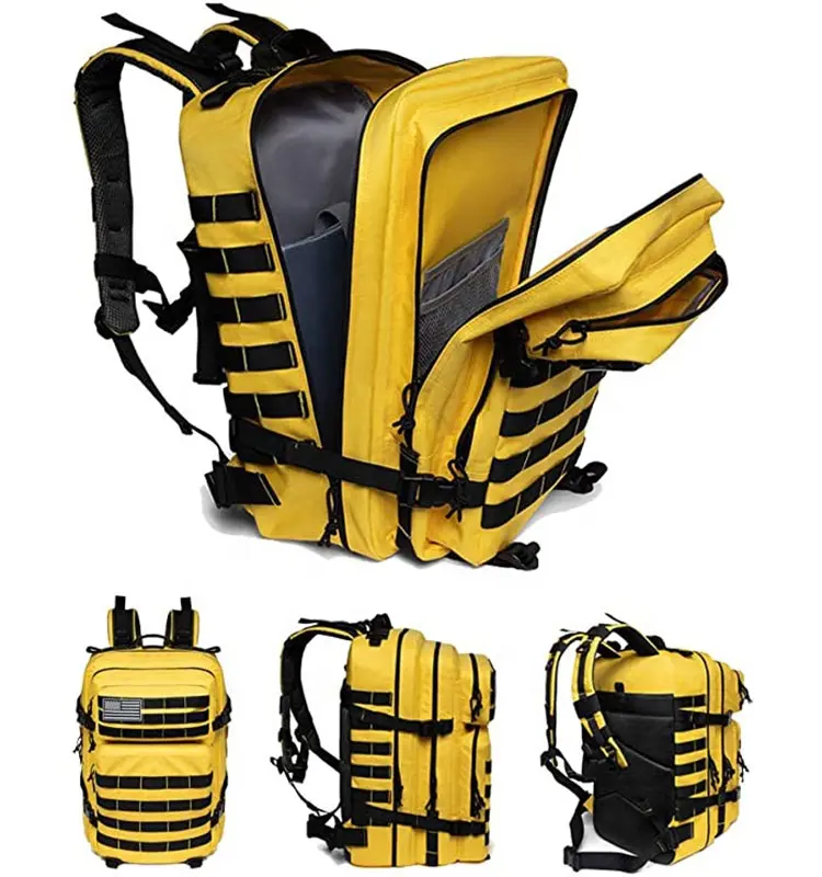 OEM Yellow Tactical Back Pack Molle Trekking Hiking Camping Gym Fitness Outdoor Backpack Polyester Camouflage Unisex Oxford