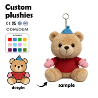 Porte-clés en peluche personnalisé avec logo en relief, anneau détachable, peluche courte et douce, breloque pour sac/cadeau de fête, adorable pendentif en peluche de chat