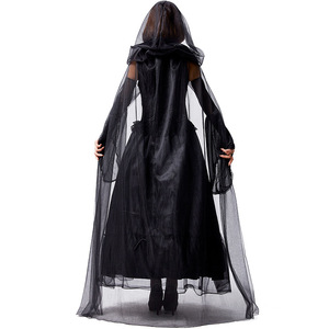 Disfraz XJ para Fiesta <span class=keywords><strong>de</strong></span> Disfraces <span class=keywords><strong>de</strong></span> Halloween: Velo Largo y Fluido, Disfraz <span class=keywords><strong>de</strong></span> Bruja Oscura, Vestido <span class=keywords><strong>de</strong></span> Corte <span class=keywords><strong>de</strong></span> <span class=keywords><strong>Reina</strong></span> <span class=keywords><strong>de</strong></span> Castillo Antiguo - Product Image 2