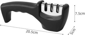 Kitchen Knife Sharpener Manual Eco-Friendly Multi-Grit <b>Black</b> 3-Stage Tungsten Steel Ceramic Blade Repair & <b>Polish</b> - Product Image 6