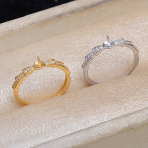 Anillo de Plata S925 para DIY, Anillo de Hueso de Serpiente con Perla Suelta, Talla 6-8 - Product Image 3