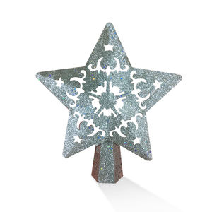 כסף צילינדר עץ חג מולד פתית שלג תאורת חג המולד עץ למעלה - Product Image 3