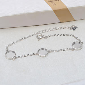 Bracelet en argent S925 avec 3 perles, coquille de cheval, support à fond plat pour perles de 8 mm, composants de bijoux - Product Image 4