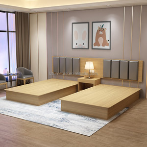 Meubles de chambre d'hôtel pas chers directement de l'usine, lit en bois MDF sur mesure, taille Queen ou King, avec tête de lit en cuir PU souple - Product Image 4