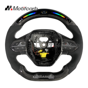 Volant personnalisé intelligent à LED avec affichage du régime, en fibre de carbone, avec poignées en microfibre noire pour Peugeot 508 GT SW GT Line 308 2017-2026 - Product Image 1
